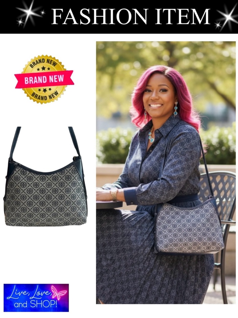 PURSE: Navy & Grey Messenger Shoulder Bag, NWOT